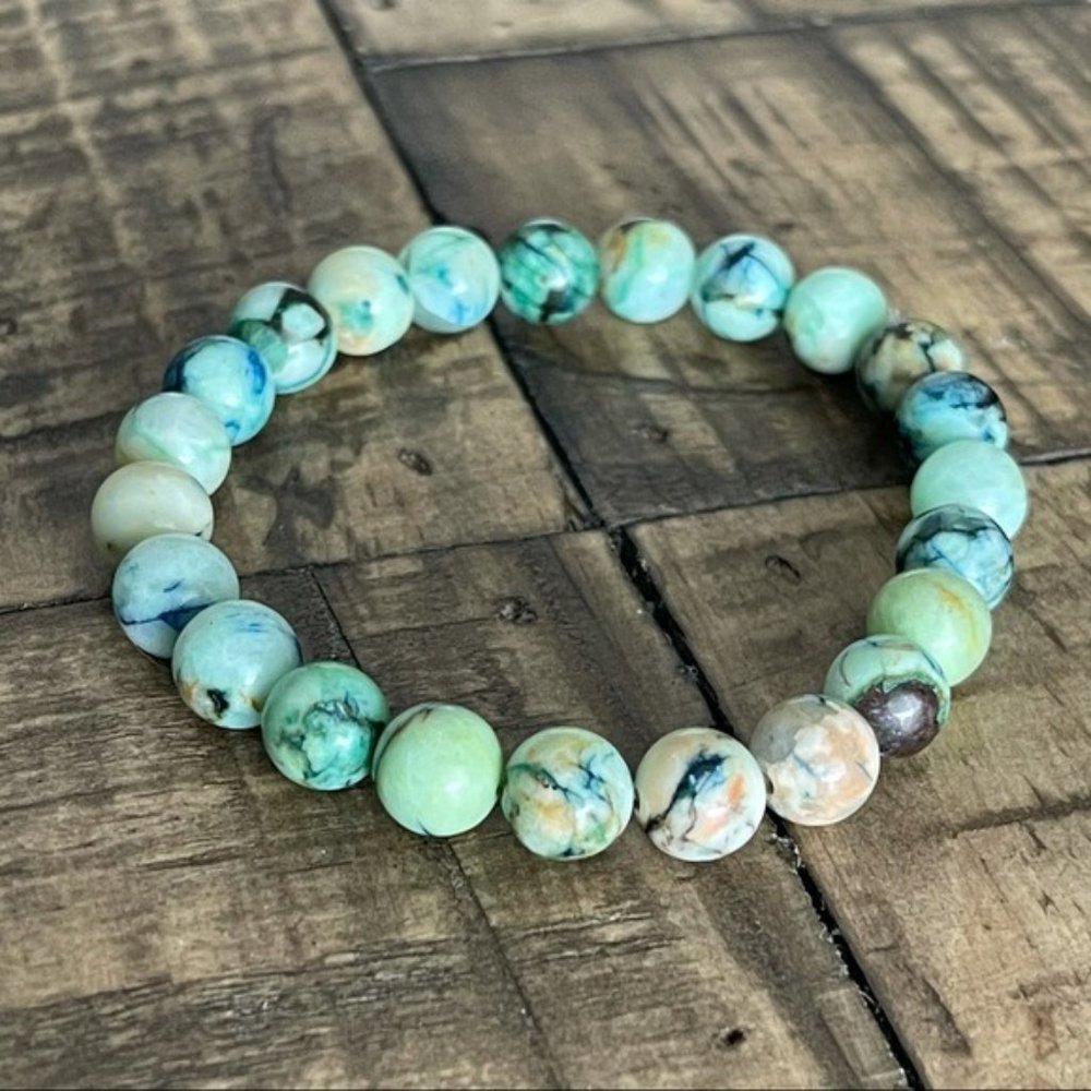 8mm Chrysocolla Stretch Bracelet - Picture 3 of 4